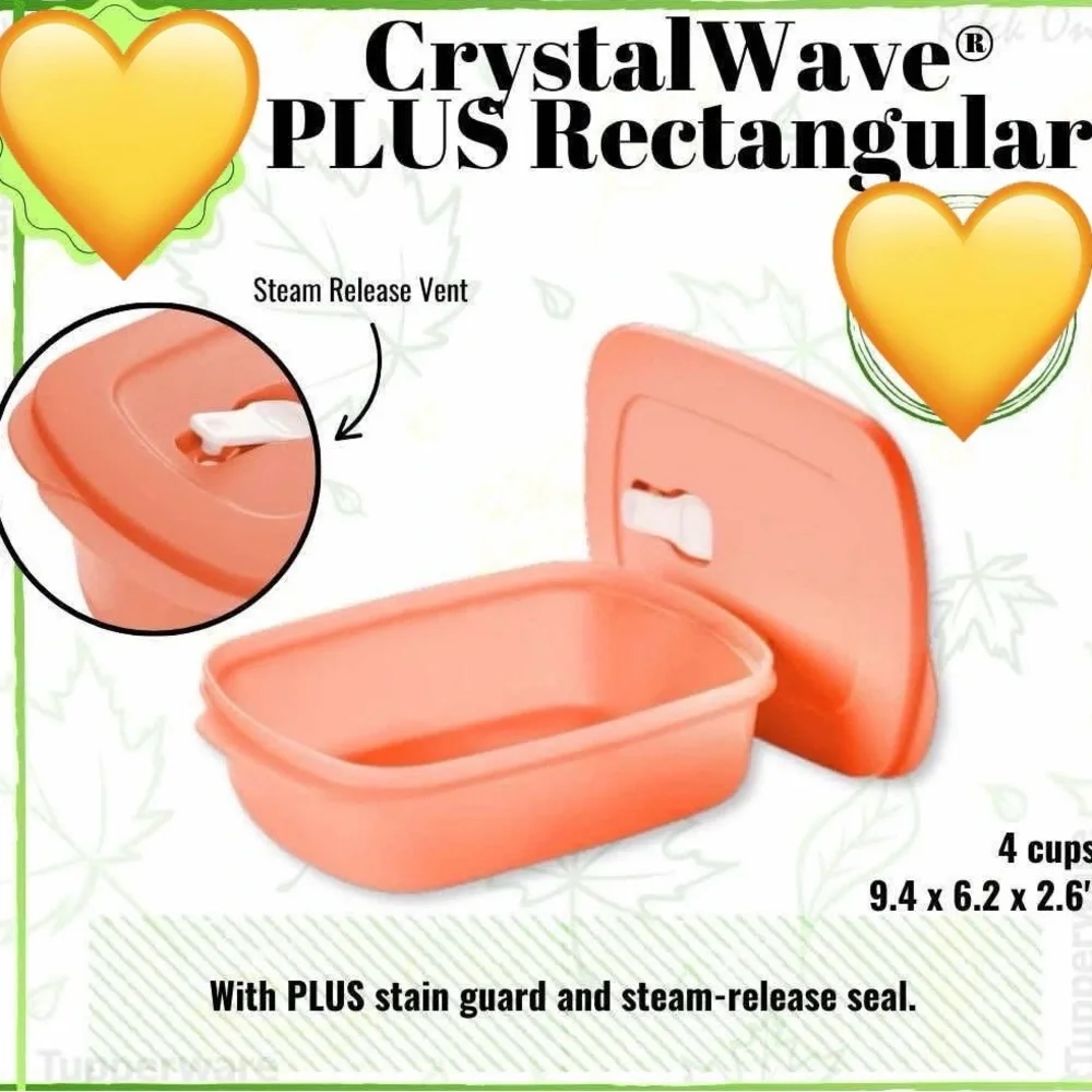 Tupperware CrystalWave Plus Rectangular Container in Orange